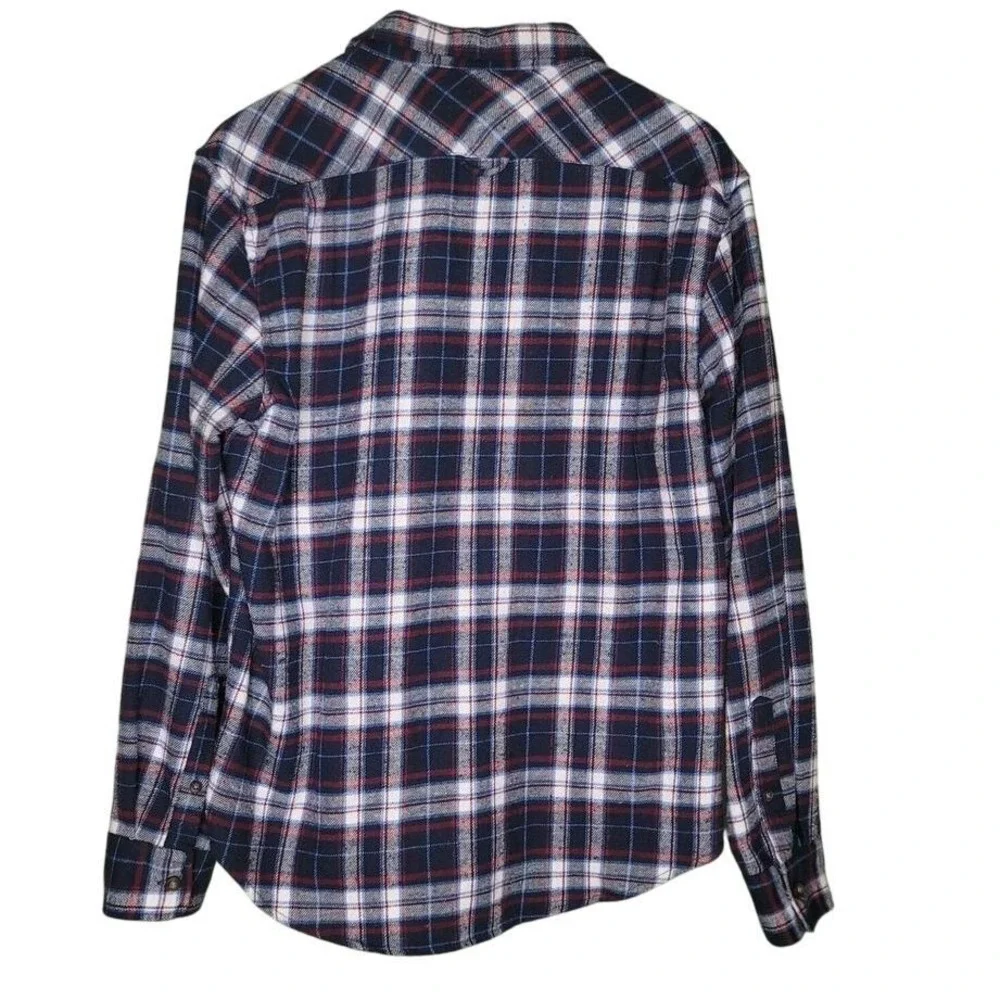 Jachs New York Mens Recycled Flannel Plaid Button Down Shirt Navy Blue Red L